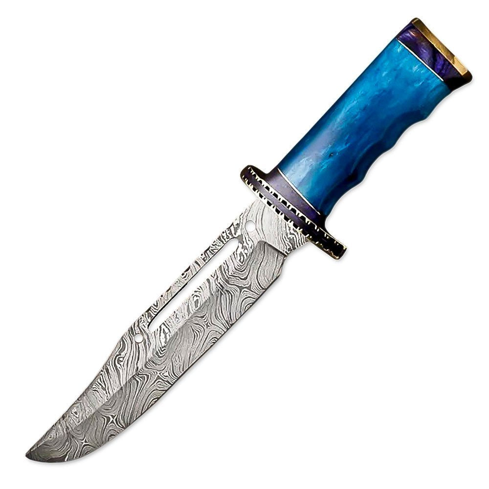 Bowie Knife Blue Bone Handle Hunting 15 Inch