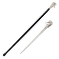 Silver Seahorse Hippocampus Cane Sword Walking Stick