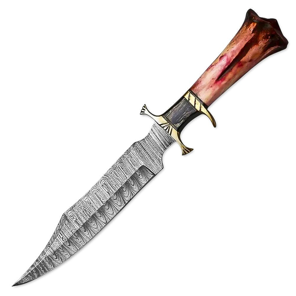 Bowie Knife Coloured Bone Handle Hunting 15 Inch