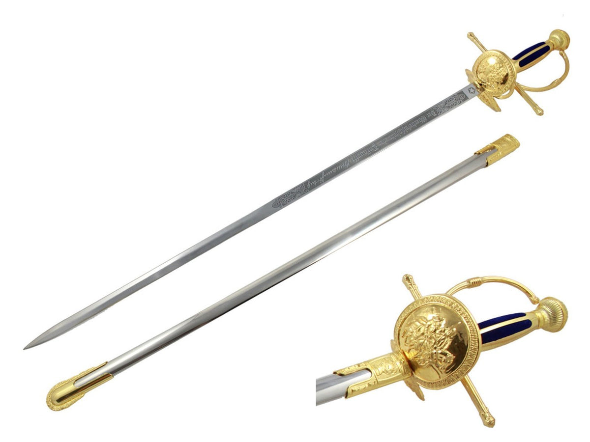 Don Quixote Rapier Musketeer Sword Black Gold