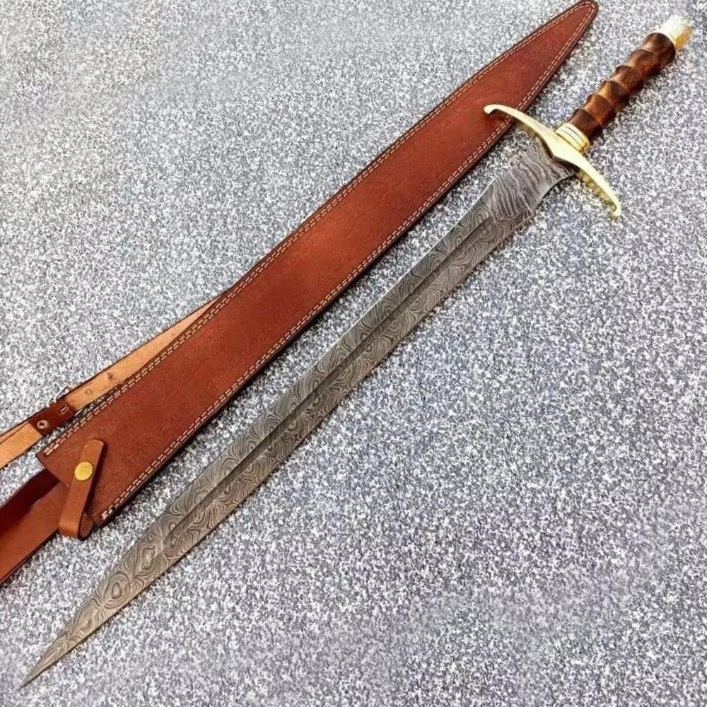 Battle Sword Medieval Collectible With Leather Sheath