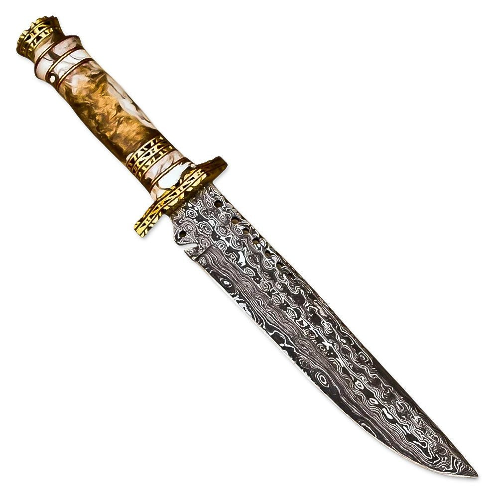 Bowie Hunting Knife Textured Bone Fixed Blade 13 Inch