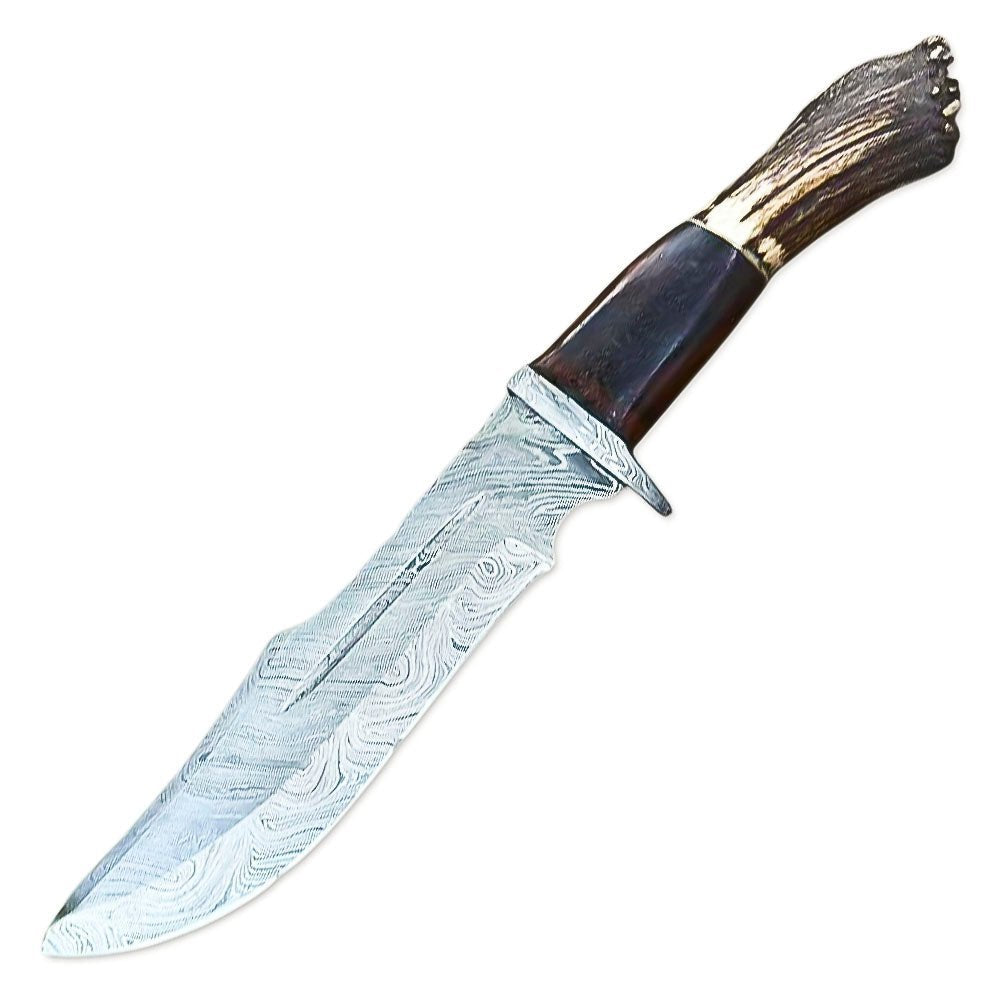 Hunting Bowie Knife Stag Antler Fixed Blade 12 Inch