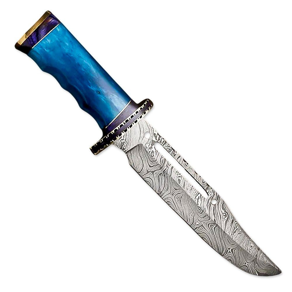 Bowie Knife Blue Bone Handle Hunting 15 Inch
