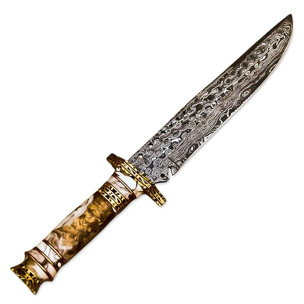 Bowie Hunting Knife Textured Bone Fixed Blade 13 Inch