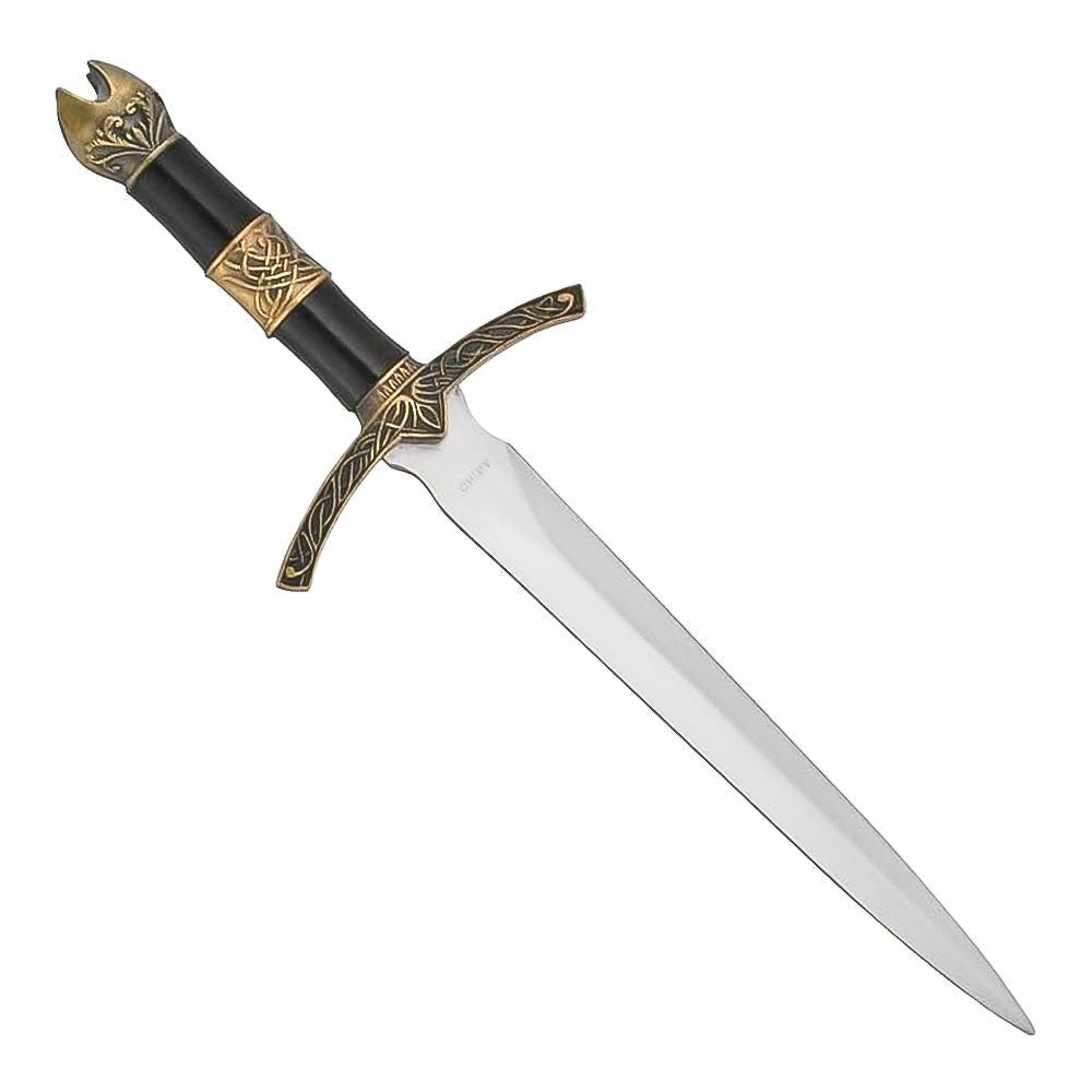 Medieval Dagger Gold Handle With Black Scabbard