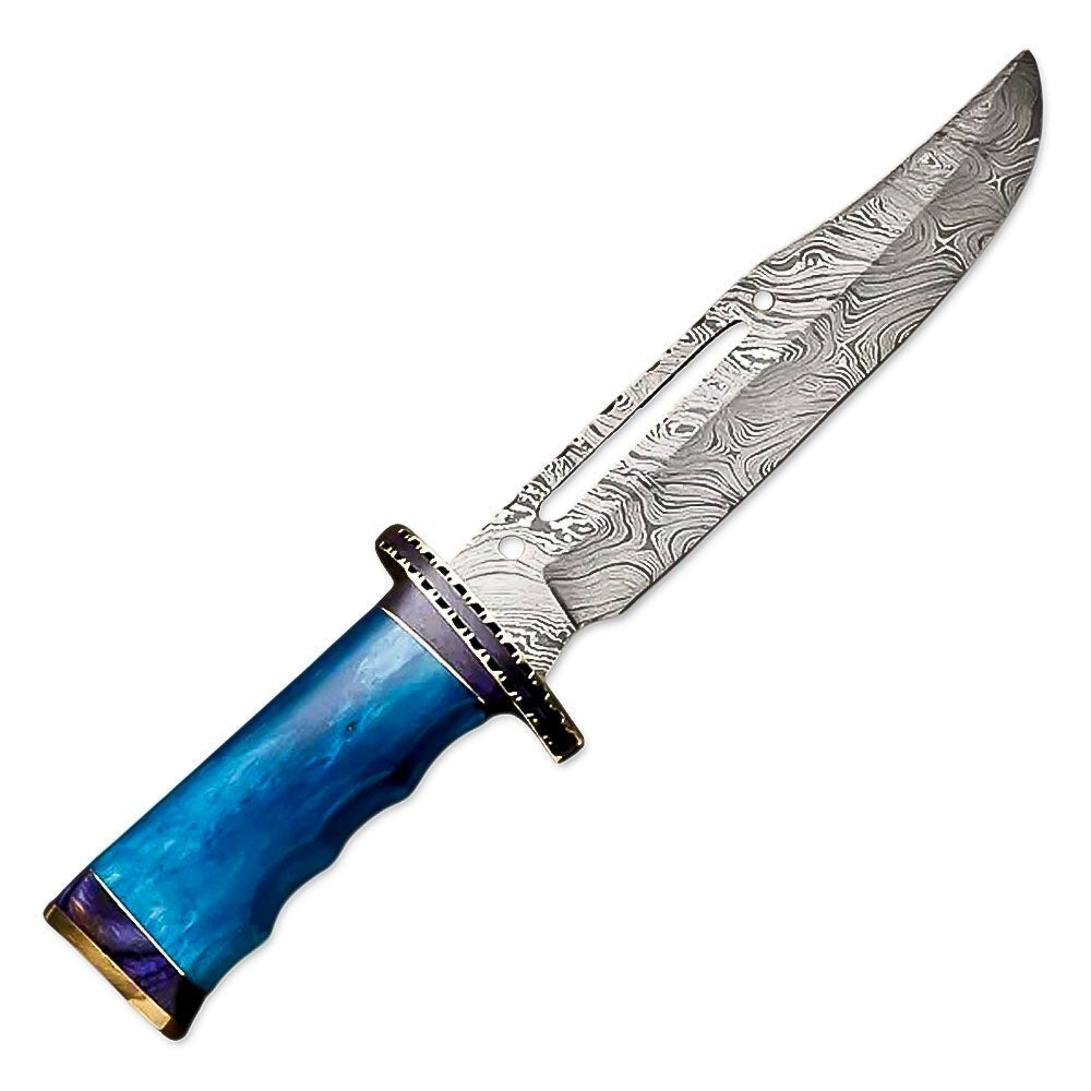 Bowie Knife Blue Bone Handle Hunting 15 Inch
