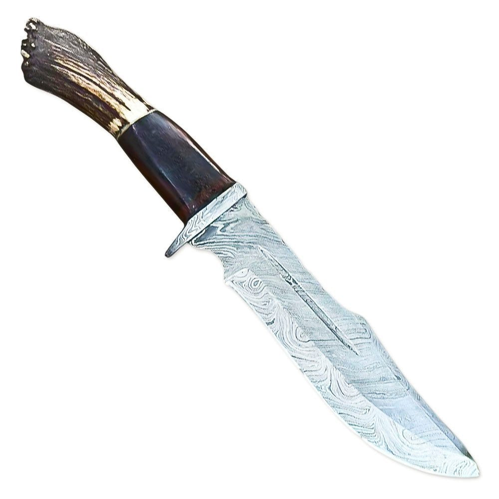 Hunting Bowie Knife Stag Antler Fixed Blade 12 Inch