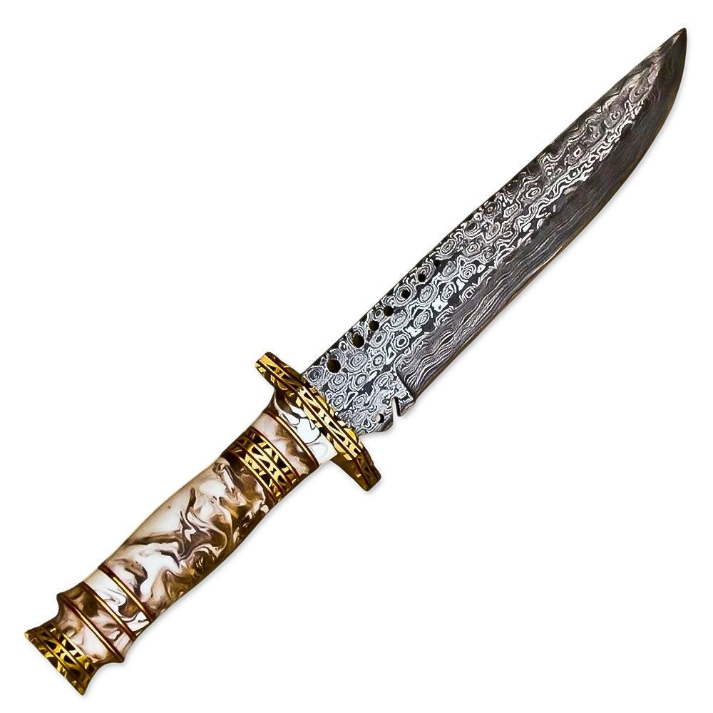 Bowie Hunting Knife Textured Bone Fixed Blade 13 Inch