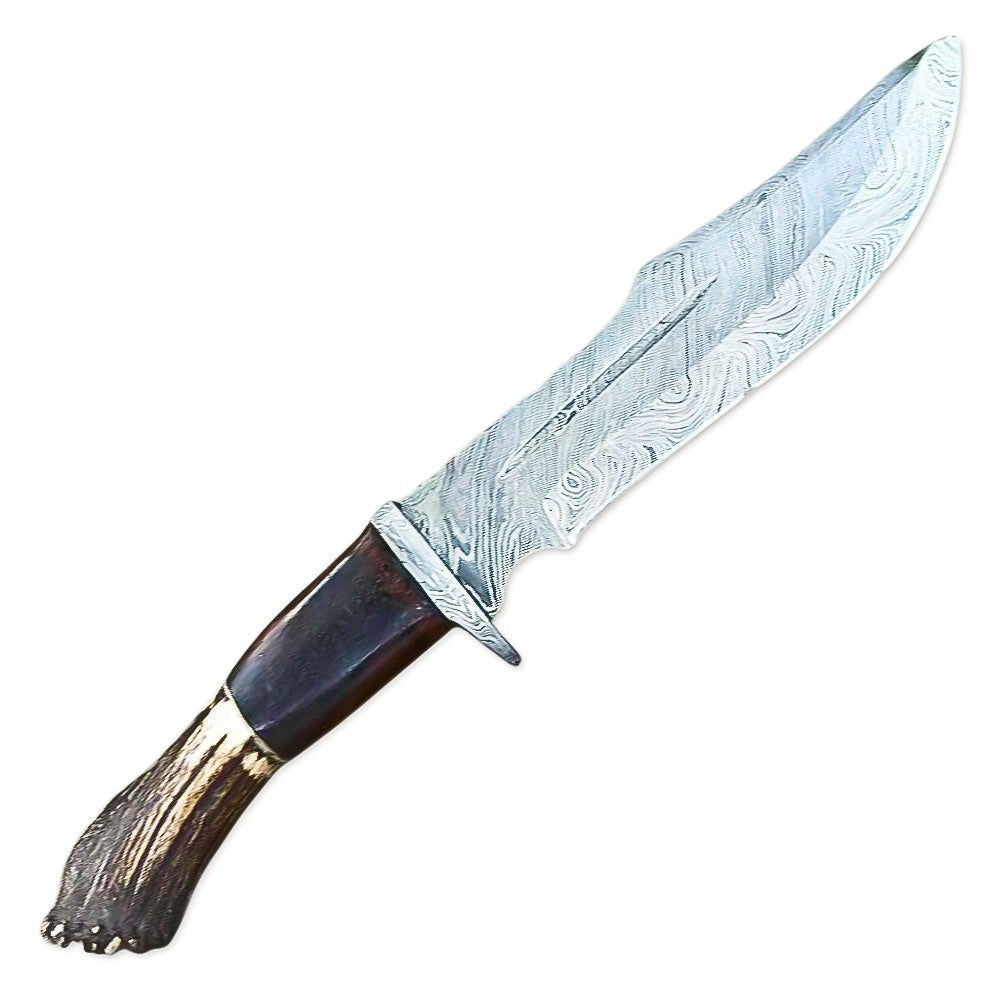 Hunting Bowie Knife Stag Antler Fixed Blade 12 Inch