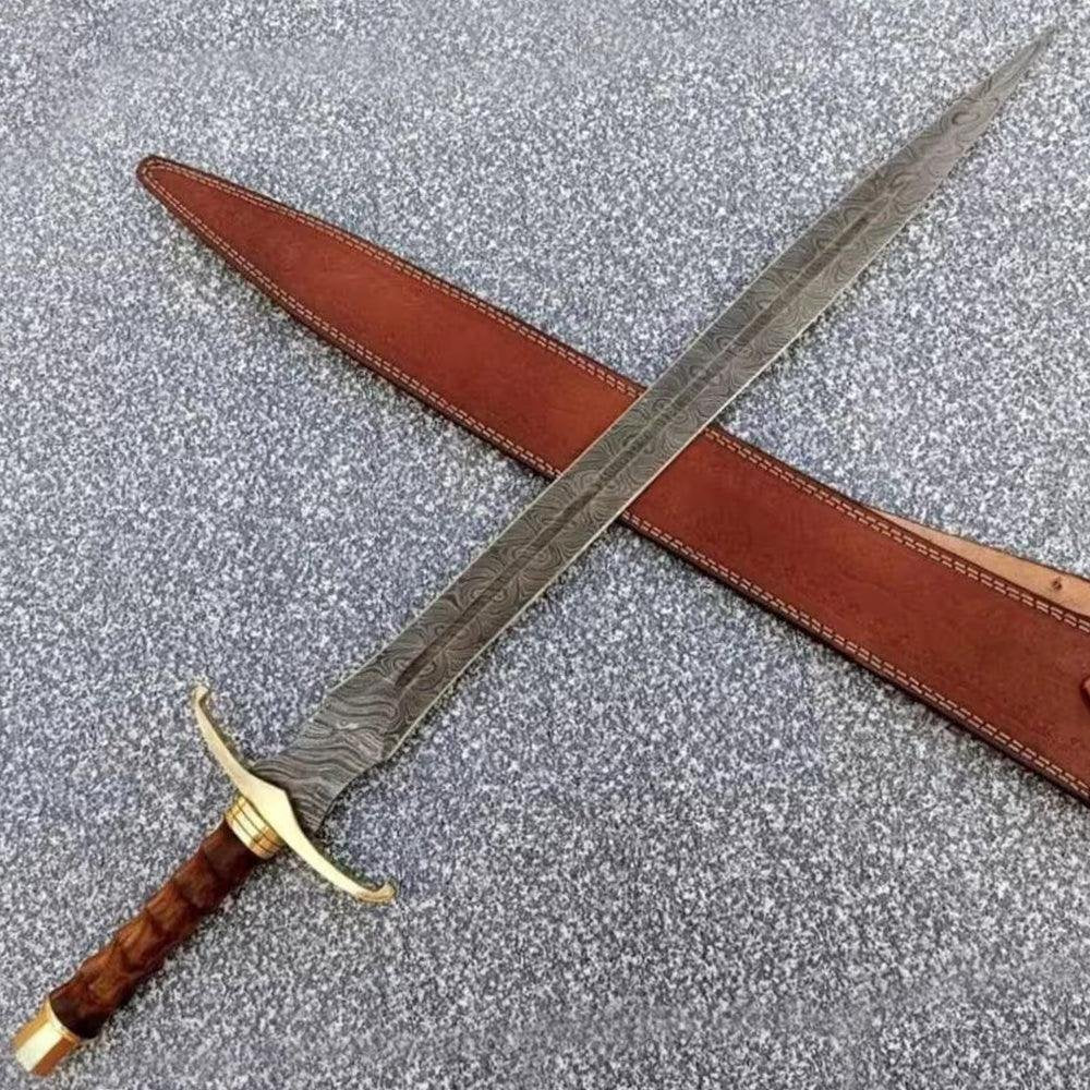 Battle Sword Medieval Collectible With Leather Sheath