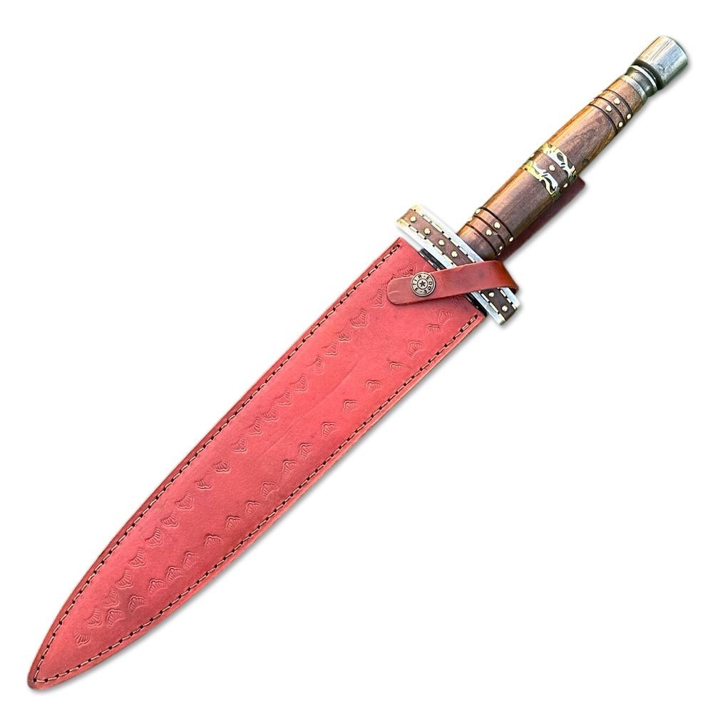 Double Edge Dagger Knife 20 Inch With Leather Sheath