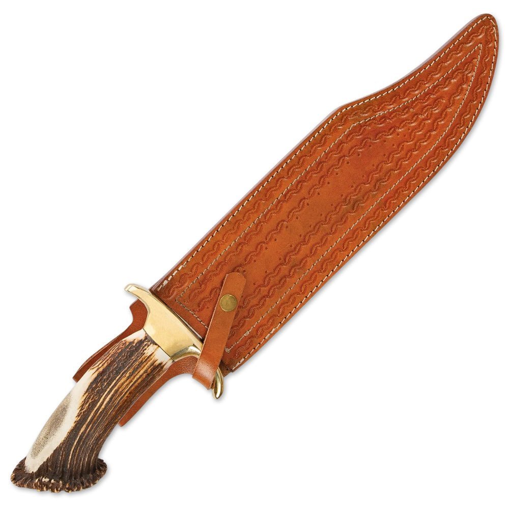 Stag Antler Bowie Knife 22 Inch With Leather Sheath