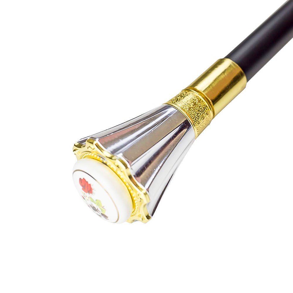 Famille Rose Silver Vase Cane Sword Walking Stick