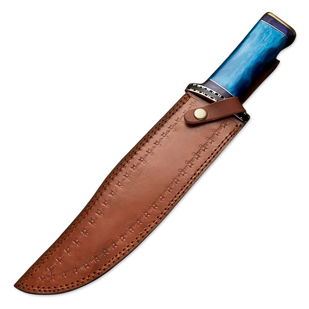 Bowie Knife Blue Bone Handle Hunting 15 Inch
