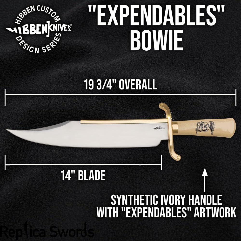 Gold Plated Gil Hibben Bowie Knife From Expendables