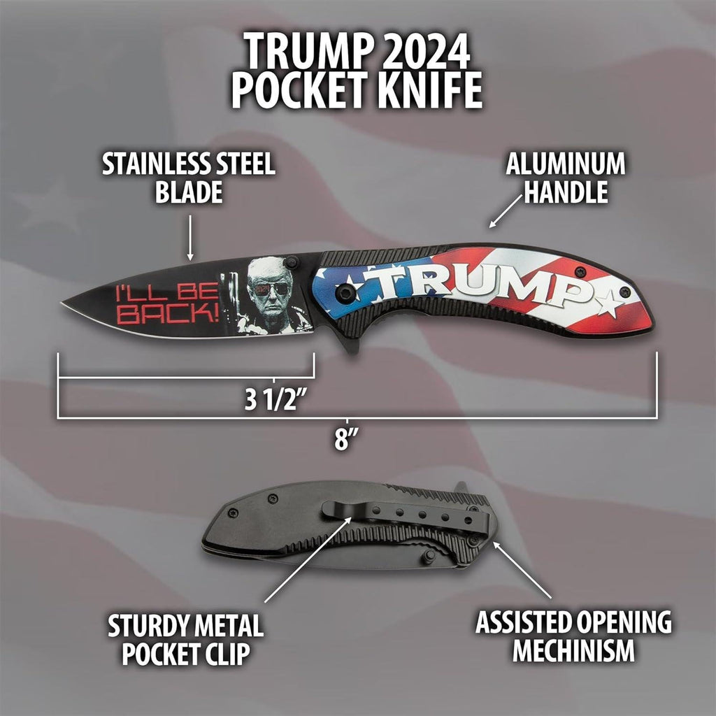 Trump 2024 I'll Be Back Spring Assisted Pocket Knife