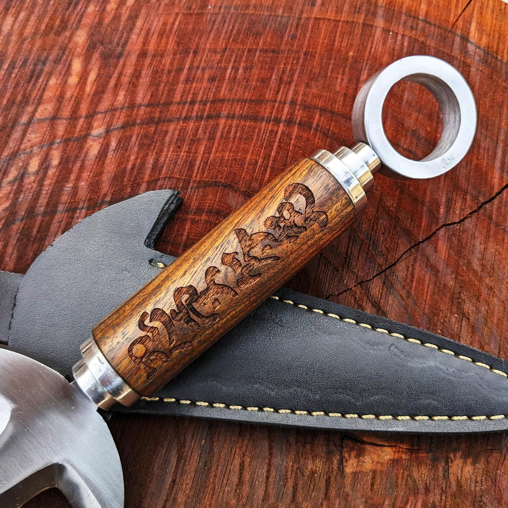 Handmade Minato Kunai Replica: Engraved Wood Handle, 5160 Steel Blade Anime knife