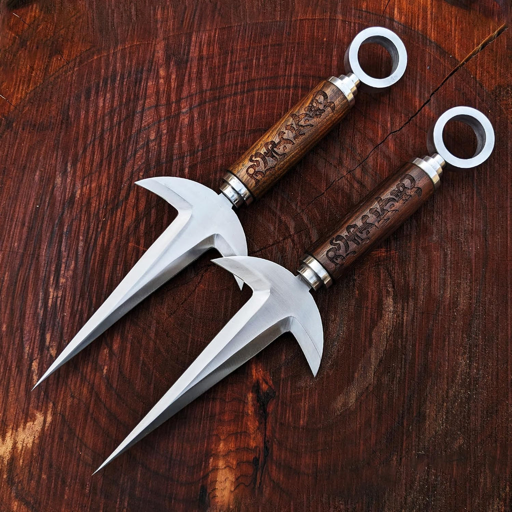Handmade Minato Kunai Replica: Engraved Wood Handle, 5160 Steel Blade Anime knife