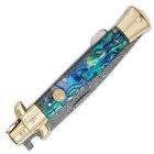 Kissing Crane Genuine Abalone Stiletto Folding Knife