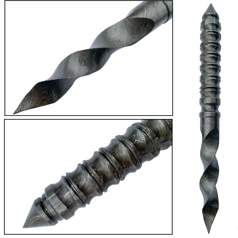 Cyclone Tri Edged Spiral Kris Dagger With Sheath