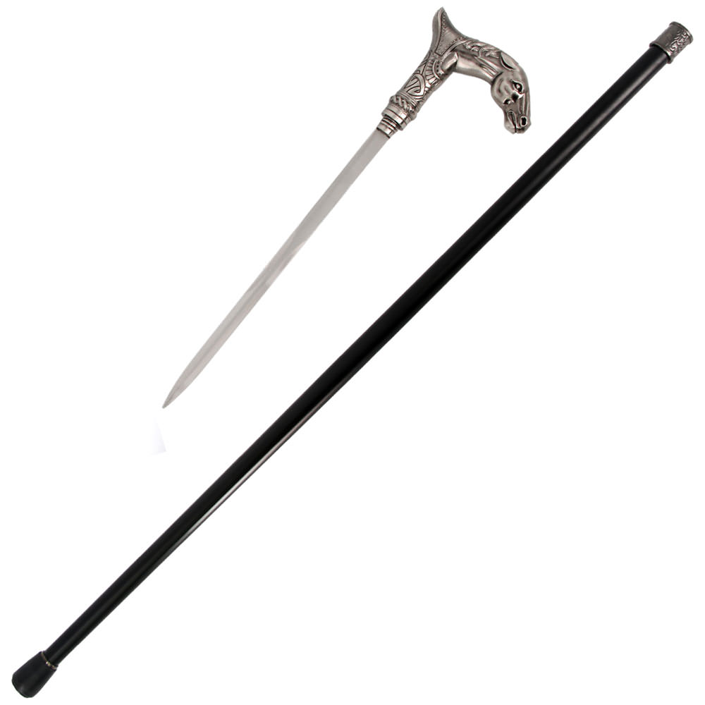 Horse Head Cane Sword Walking Stick Hidden Blade