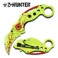 Z-Hunter Zombie Karambit Spring Assist Knife Neon Green