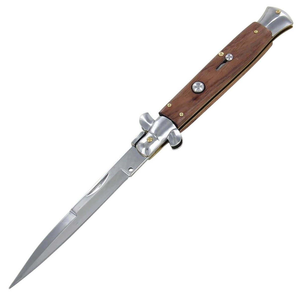 Italian Stiletto Switchblade Knife Wood Handle