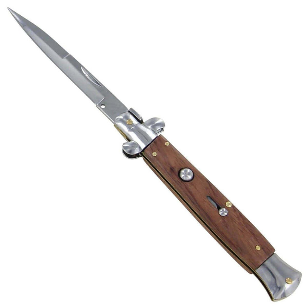 Italian Stiletto Switchblade Knife Wood Handle