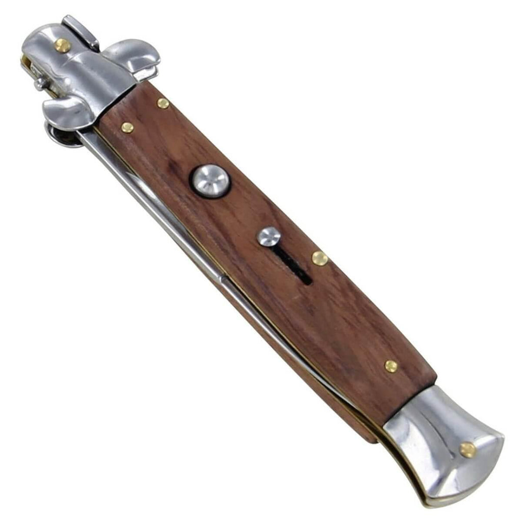 Italian Stiletto Switchblade Knife Wood Handle