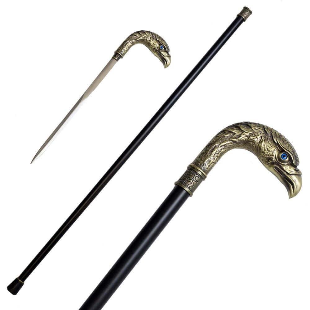 Brass Eagle Head Cane Sword Walking Stick Hidden Blade