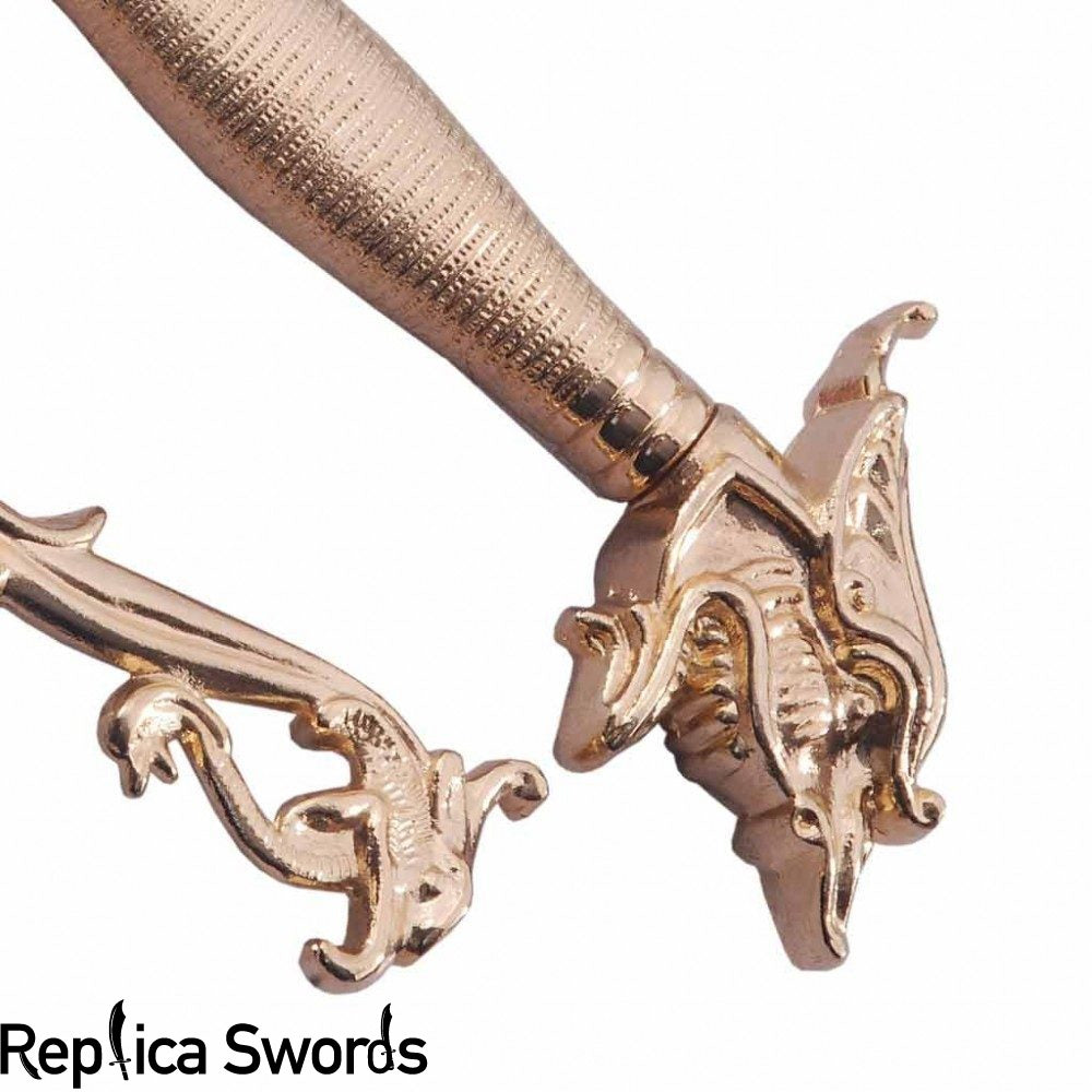 Dragon Head Scimitar Sword with Gold Plated Handle