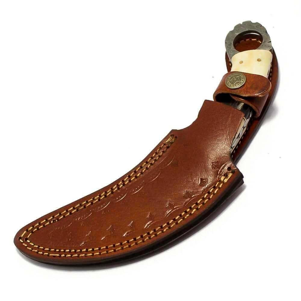 Karambit Knife Hunting Fixed Blade With Leather Sheath