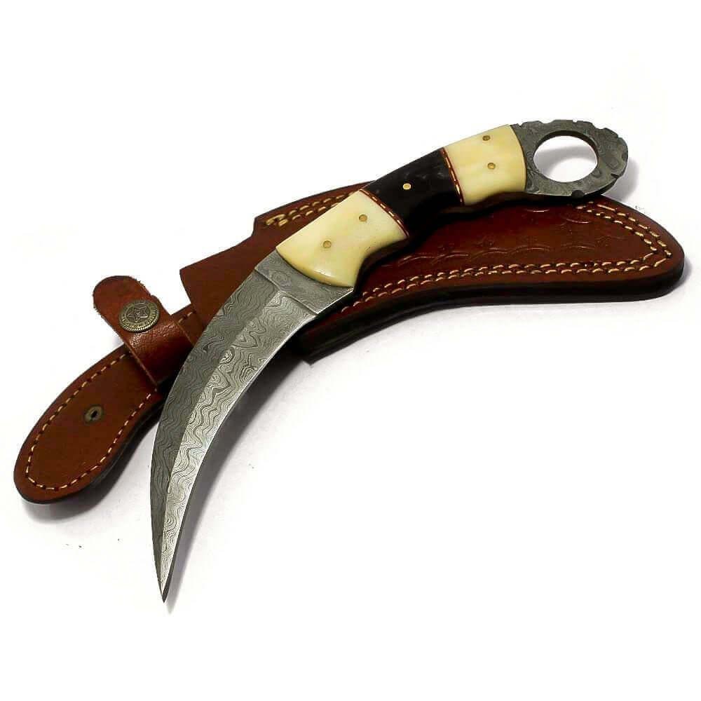 Karambit Knife Hunting Fixed Blade With Leather Sheath