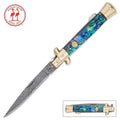 Kissing Crane Genuine Abalone Stiletto Folding Knife