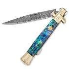 Kissing Crane Genuine Abalone Stiletto Folding Knife