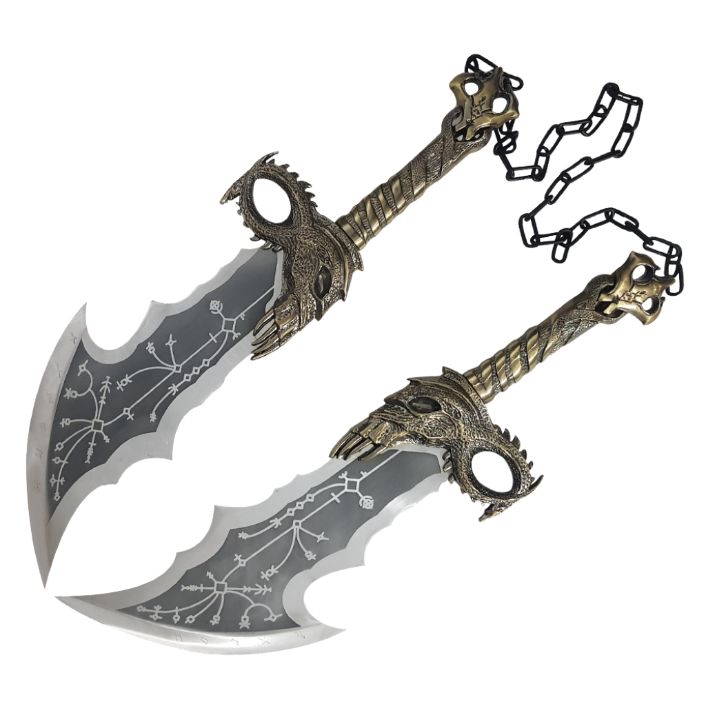 God of War Kratos Blades of Chaos Pair Antique Finished Replica