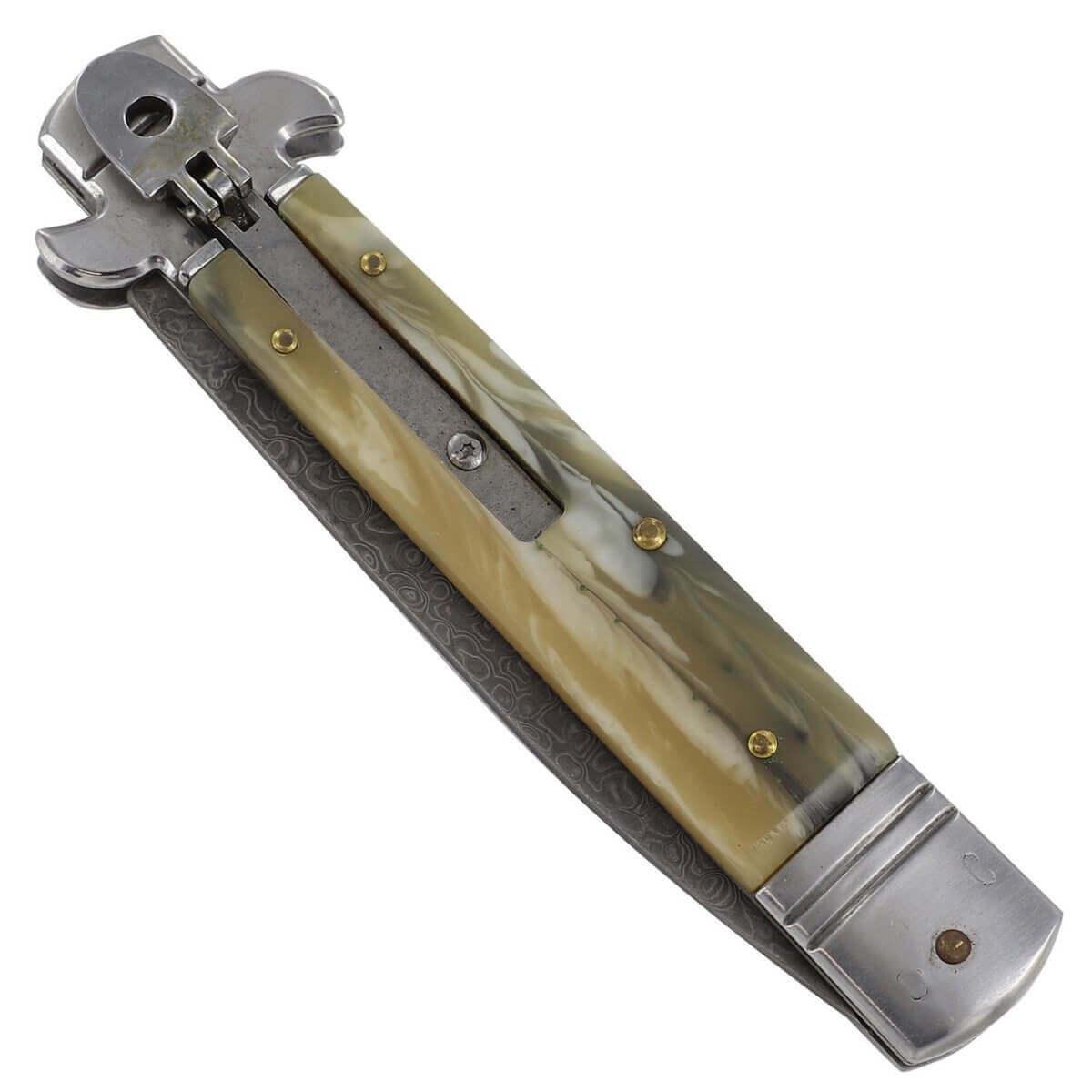 Rock Polish Lever Lock Stiletto Automatic Knife