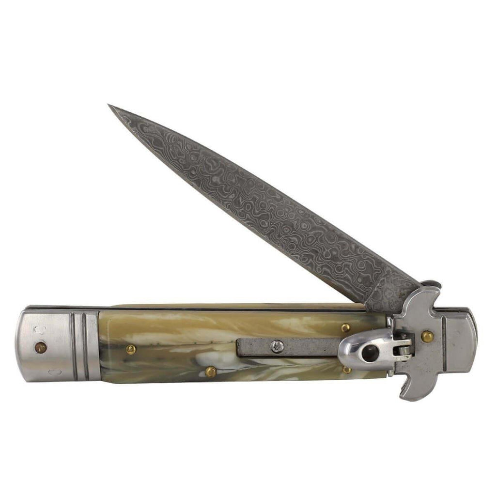 Rock Polish Lever Lock Stiletto Automatic Knife