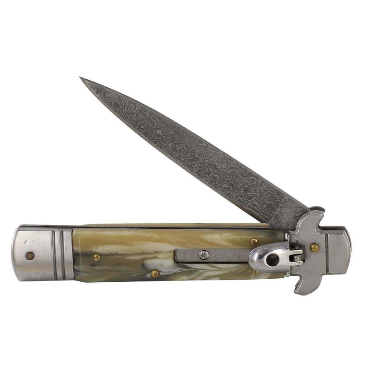 Rock Polish Lever Lock Stiletto Automatic Knife