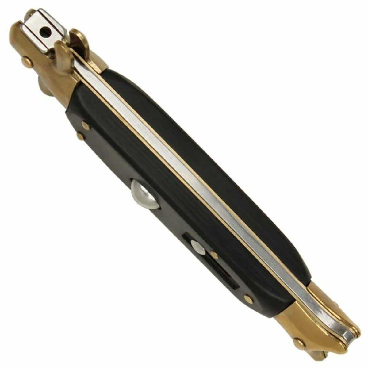 Shark Tail Italian Stiletto Automatic Knife Black Gold
