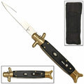 Shark Tail Italian Stiletto Automatic Knife Black Gold