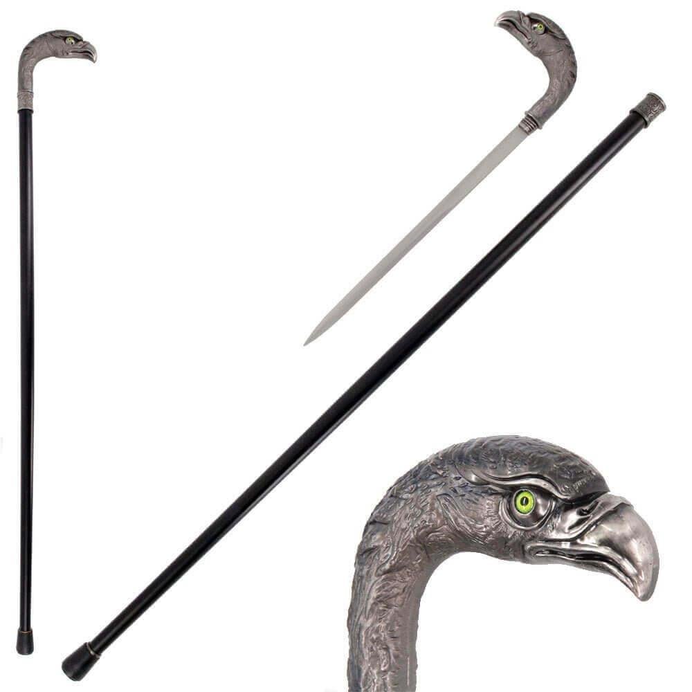 Silver Eagle Head Cane Sword Walking Stick Hidden Blade