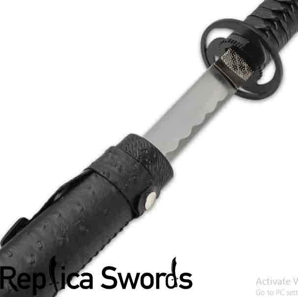 black-gankyil-carboon-steel-katana-3.jpg Black Gankyil Katana Sword Life Size Replica With Scabbard - Image 4