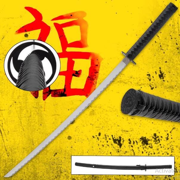 black-gankyil-carboon-steel-katana.jpg Black Gankyil Katana Sword Life Size Replica With Scabbard - Image 1