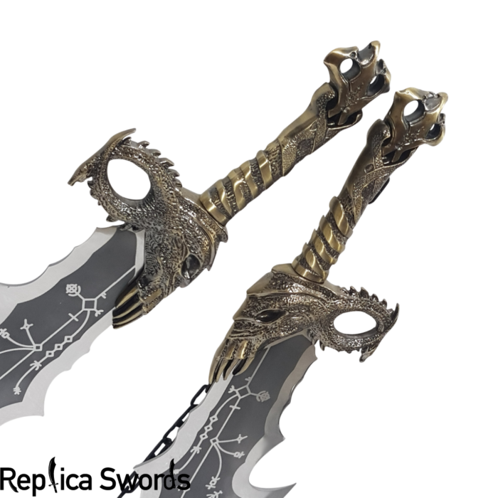 kratos-blades-of-chaos-metal God of War Kratos Blades of Chaos Pair Antique Finished Replica - Image 2