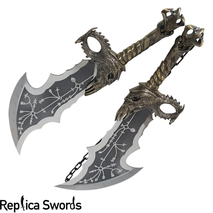 kratos-blades-of-chaos-with-chains God of War Kratos Blades of Chaos Pair Antique Finished Replica - Image 3