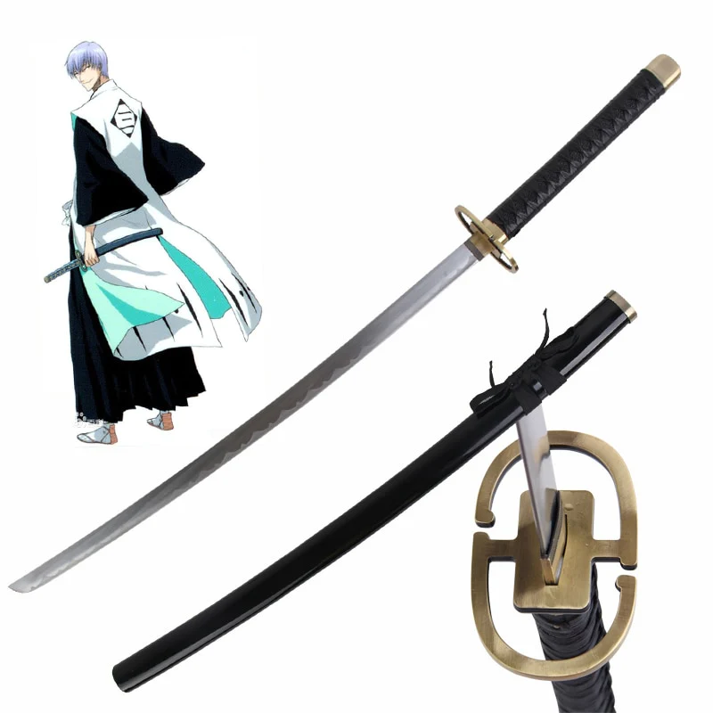 Japanese-samurai-Anime-Bleach-Sword-Kamishiniyali-Zanpakuto-Comic-Carbon-Steel-Black-blade-Katana-Decorative-Christmas-Gift_800 Gin Shinsō Ichimaru Katana Sword Kamishiniyali Replica - Image 1