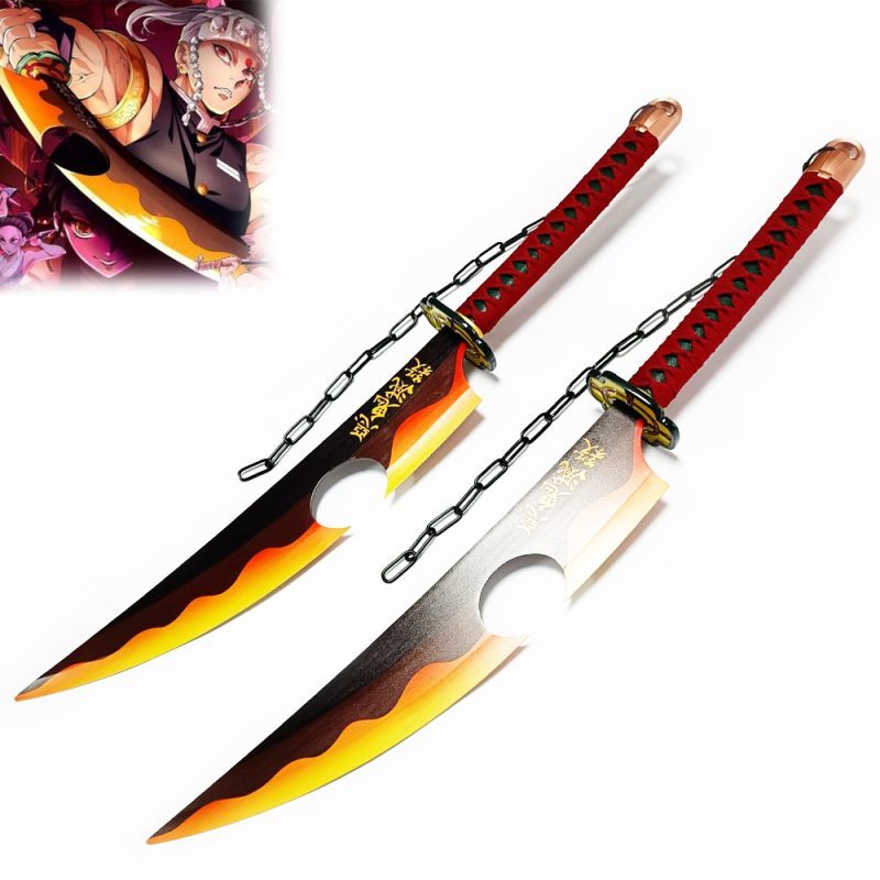 Uzui Tengen Sword Set - Amber Nichirin Twin Blade - Demon Slayer Props Replica