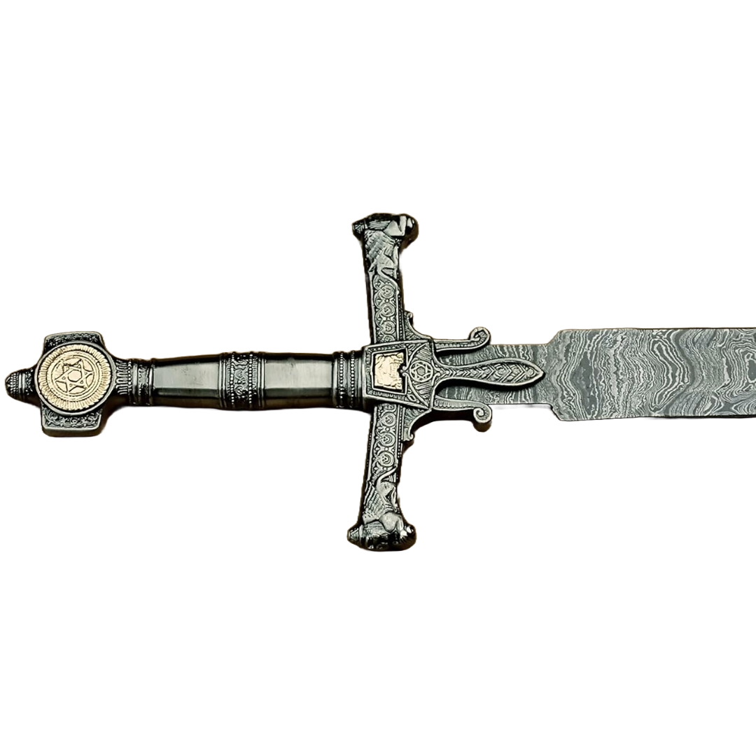 Untitled (4) King Solomon Sword Life Size Damascus Steel Replica - Image 3